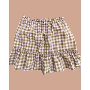 Small Madewell Gingham Pink and Brown Skirt